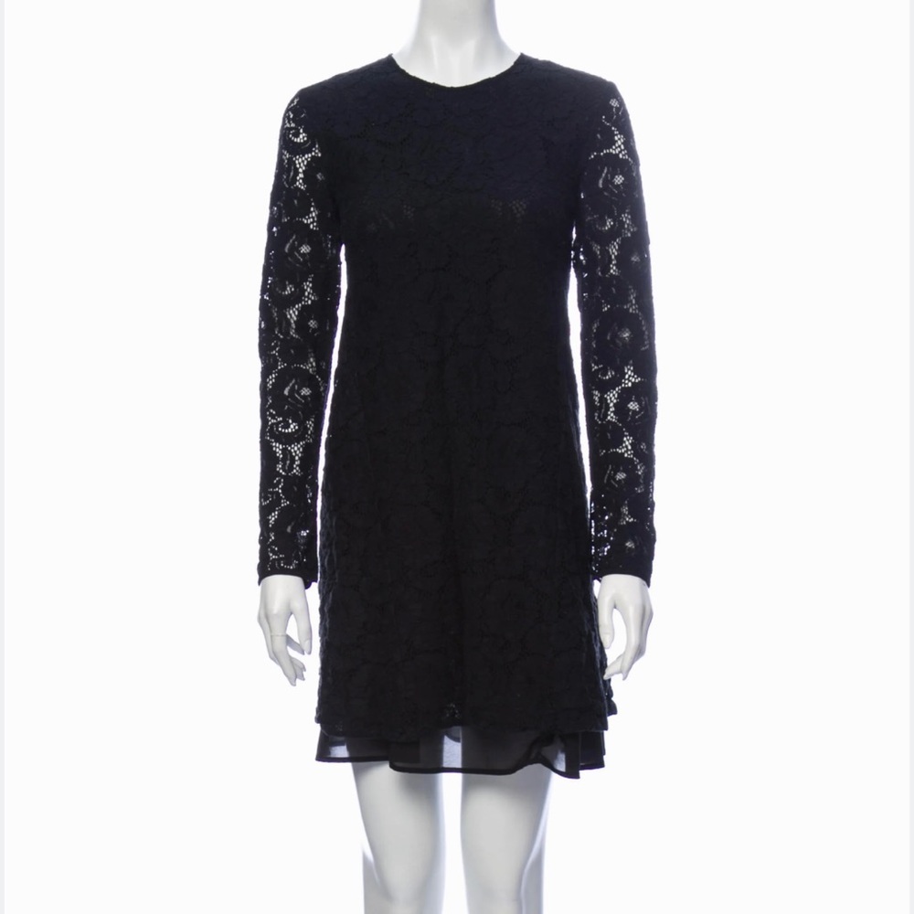 Theory Lace Pattern Mini Dress in Black